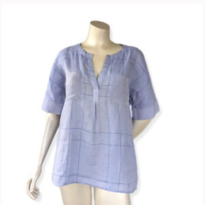 Tommy Bahama Leslie Blue Linen Blend Popover Top